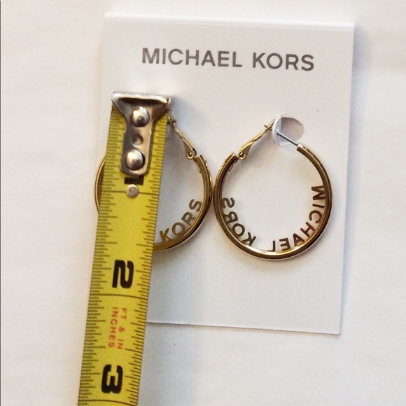 Authentic Michael Kors Signature Hoop Earrings NWT - Picture 3 of 4